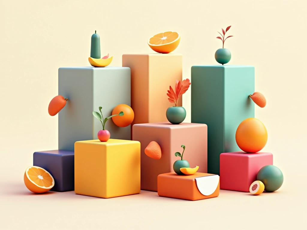 Abstracte blokken die variatie in voeding symboliseren